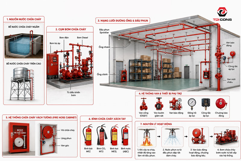 Hệ thống chữa cháy có chức năng khống chế và dập tắt đám cháy
