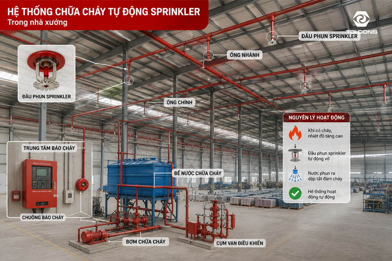 Hệ thống chữa cháy tự động trong nhà xưởng