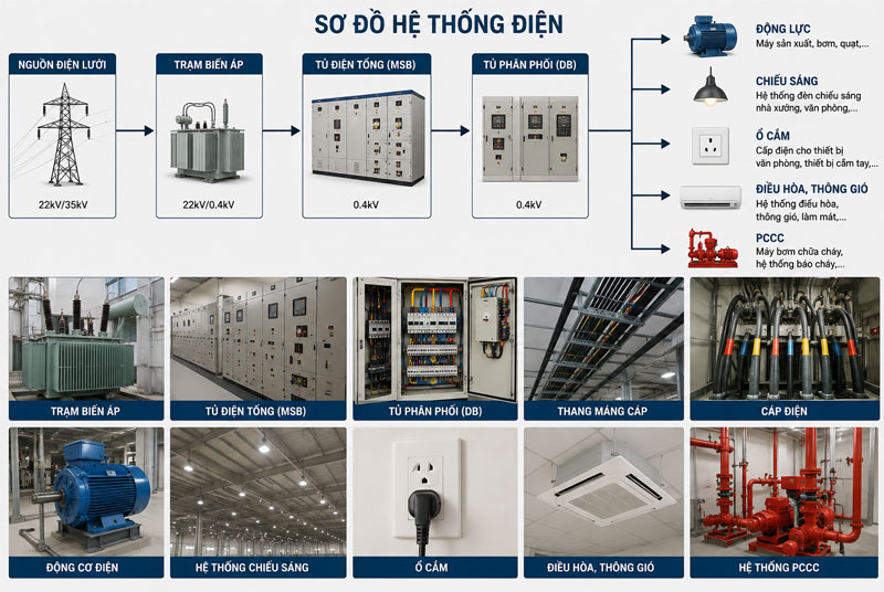 Hệ thống điện là một bộ phận của hệ thống năng lượng, đồng thời thuộc hệ thống kinh tế quốc dân