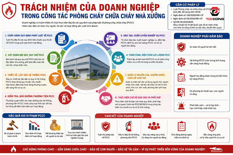 Trách nhiệm của doanh nghiệp trong công tác phòng cháy chữa cháy nhà xưởng