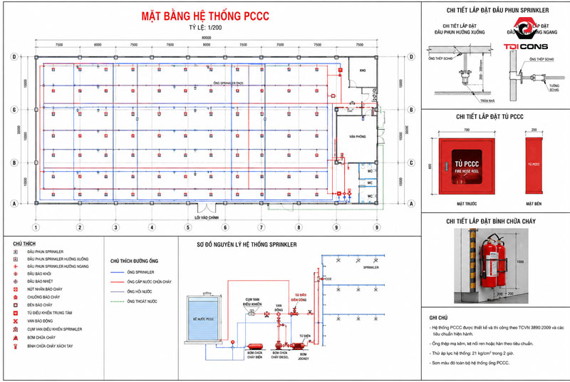 Thiết kế hệ thống PCCC là quá trình khảo sát, tính toán và xây dựng phương án phòng cháy
