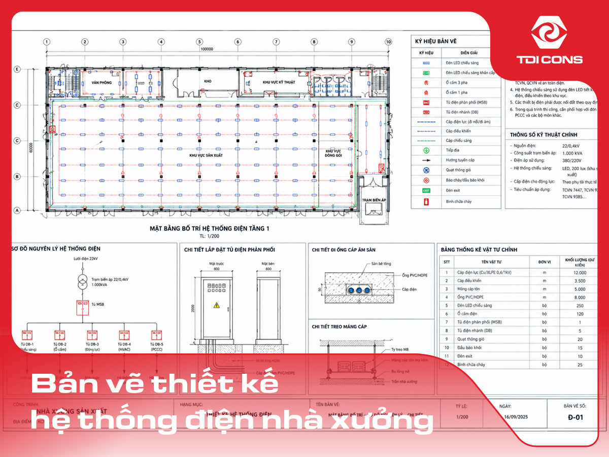 Bản vẽ thiết kế hệ thống điện nhà xưởng