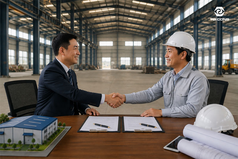 Hợp đồng xây dựng nhà xưởng là văn bản pháp lý ghi nhận các thỏa thuận giữa bên giao thầu và bên nhận thầu